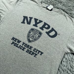 Vintage NYPD Shirt Medium Gray Blue New York City Police Y2K Pullover Tee Mens